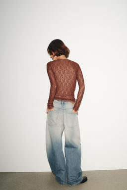 LONG SLEEVE LACE TOP - Zara фото 4