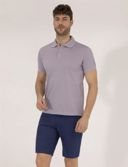 Lila Slim Fit Polo Yaka Merserize Ti__rt