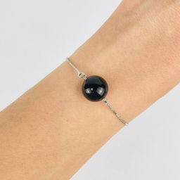 Браслет регулируемый с черным Турмалином (Шерл) от 16 см
