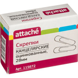 Цена за 2 шт. Скрепки Attache оцинкованные,28 мм,негофрированные,100 шт/уп