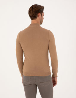 Camel Slim Fit Yar_m Bal_k__ Yaka Basic Triko Kazak - Pierre cardin фото 5
