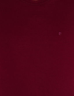 K_rm_z_ Slim Fit Bisiklet Yaka Y_n Kar___ml_ Basic Triko Kazak