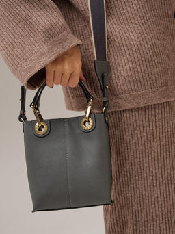 Сумка кожаная кросс-боди Deboro 30347 серый/сафьяно