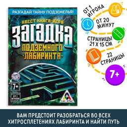 Цена за 2 шт. Книга квест - игра «Загадка подземного лабиринта», 22 стр., 7+