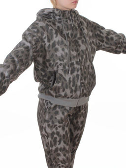 869-3 GRAY/LEOPARD Костюм спортивный зимний женский (95% хлопок, 5% полиэстер)