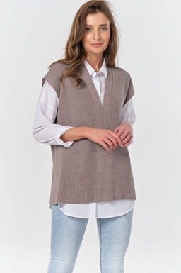 Жилет вязаный оверсайз с открытой спиной черный - Fly фото 9