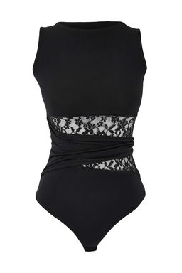 Siyah Dantel Detayl? Transparan Orme Body TPRSS26BD00010