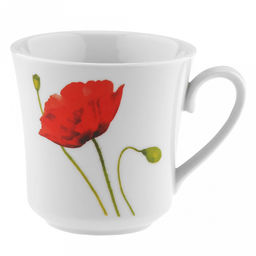 Кружка фарфоровая "Алый мак" 250мл, д8,5см, h9см, форма "Рассвет" (Россия)