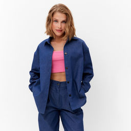 Рубашка женская MINAKU: Jeans Collection, размер 46, синий