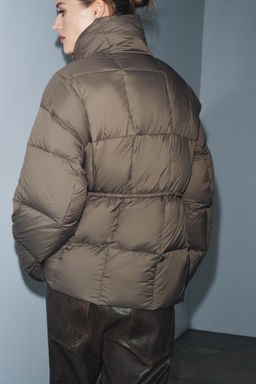 SHORT PUFFER JACKET WITH BELT ZW COLLECTION - Zara фото 6