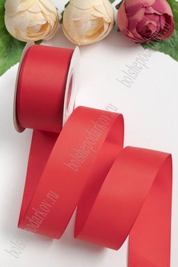 Лента репсовая 4 см*20 ярд "1 сорт" (SF-1349) красный №26