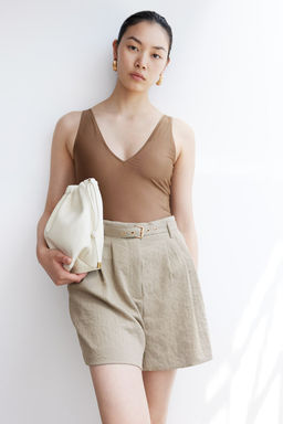 Pantalon corto paper bag con cinturon