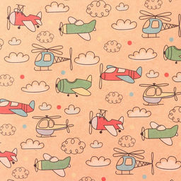 Цена за 10 шт. Бумага упаковочная крафтовая «Самолёты», 50 х 70 см