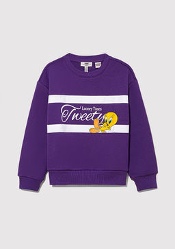 Tweety Bask?l? Bask?l? Mor Sweatshirt - Mavi фото 2