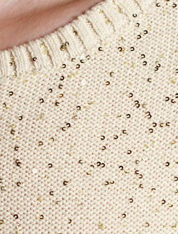 Джемпер с цельнокроенным коротким рукавом из хлопковой пряжи с пайетками - Vilatte фото 5