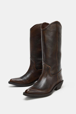 DISTRESSED LEATHER BOOTS - Zara фото 2