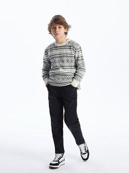 Bisiklet Yaka Desenli Uzun Kollu Erkek ?ocuk Triko Kazak - Waikiki фото 2