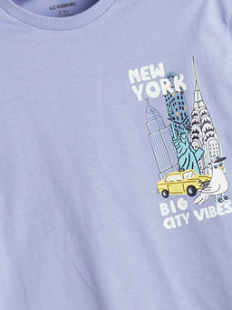 Bisiklet Yaka Bask?l? Erkek ?ocuk Ti??rt