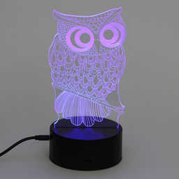 Цена за 2 шт. Светильник ночник "3D-Мудрая сова" на пластиковой подставке, с включателем USB