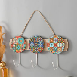 Настенные крючки декоративные «Яркие узоры», дерево, 30×14.5×5 см