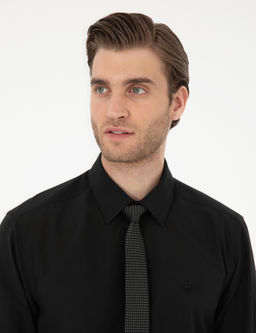 Siyah Slim Fit Uzun Kollu Basic G_mlek