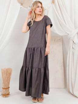 Платье длинное летнее с воланами - Almond фото 2