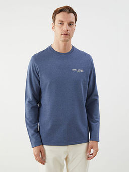 Bisiklet Yaka Uzun Kollu Bask?l? Erkek Sweatshirt
