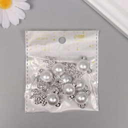 Декор для творчества пластик «Мишка со стразами», серебро, набор 10 шт., 2.5×2×1 см