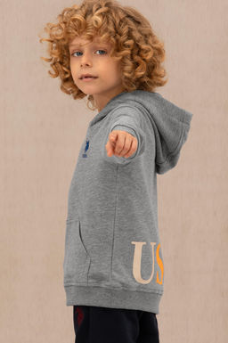 U. S. Polo Assn Серая меланжевая толстовка с капюшоном для мальчика - U.s. polo assn фото 12