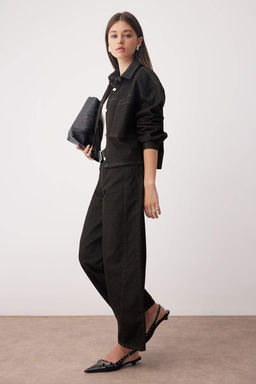 Siyah Orta Bel Dikis Detayl? Baggy Genis Kal?p Jeans TWOAW26JE00121 - Trendyolmilla фото 2