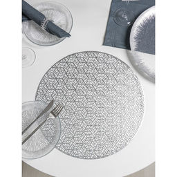 Набор салфеток сервировочных на стол Доляна «Соты», 4 шт, d=38 см, цвет серебряный