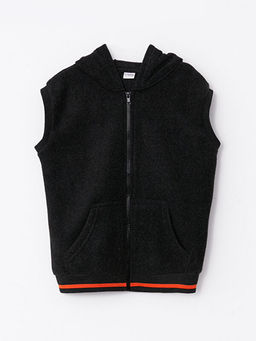 Kap??onlu Basic Polar Erkek ?ocuk Fermuarl? Yelek