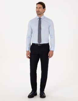 A__k Mavi Slim Fit %100 Pamuk Yar_m _talyan Yaka Klasik G_mlek - Cacharel фото 4