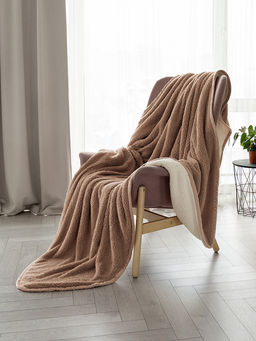 Плед с шерпой 150x200 бежевый