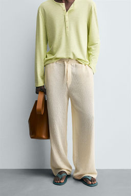RELAXED FIT OPEN WEAVE TROUSERS - Zara фото 2