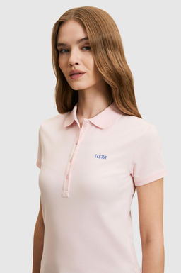 Kad_n A__k Pembe Polo Yaka D__me Detayl_ Basic Ti__rt - U.s. polo assn фото 2