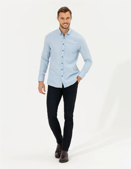 Lacivert Slim Fit Kanvas Pantolon