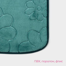Коврики для ванной и туалета Доляна Поле, 2 шт: 39?50 см, 50?80 см, цвет зелёный фото 3