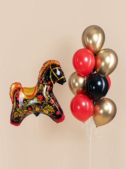Воздушный шар фольгированный 32" «Лошадка», золотая роспись