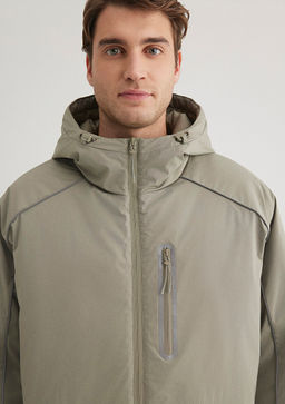 Kapusonlu Haki Ceket - Mavi фото 9