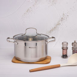 Набор посуды нерж. "Kelli" 6 пр со стекл. крышками, арт. KL-4230