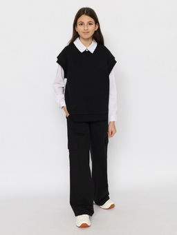 CRB wear / CWJG 63919-22 Жилет для девочки,черный/Ex.Cherubino