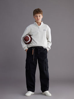 Loose Fit Erkek ?ocuk Kargo Jean Pantolon