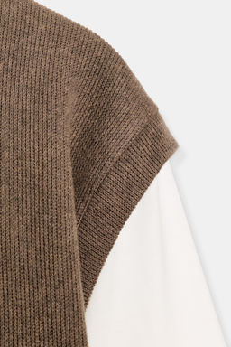 CONTRAST WAISTCOAT T-SHIRT - Zara фото 7