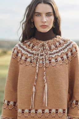 LIMITED EDITION 100% WOOL JACQUARD KNIT PONCHO - Zara фото 2