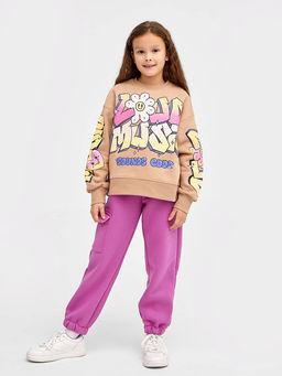 Брюки для девочек теплые в фиолетовом оттенке