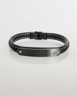 Браслет из стали на кожаном ремешке