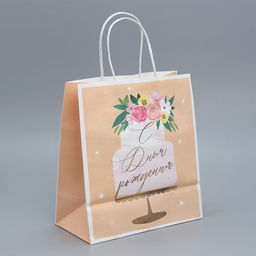 Пакет крафтовый Праздничный торт, 22 25 12 см - Доступные радости фото 3