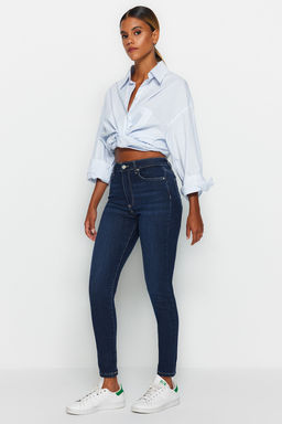 TRENDYOLMILLA Koyu Mavi Sekillendiren Etki Yuksek Bel Skinny Jeans TWOAW24JE00070  фото 3