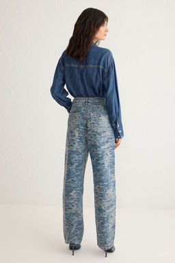 Mavi Dokulu Dusuk Bel Barrel Baggy Jeans TWOSS25JE00044 - Trendyolmilla фото 5